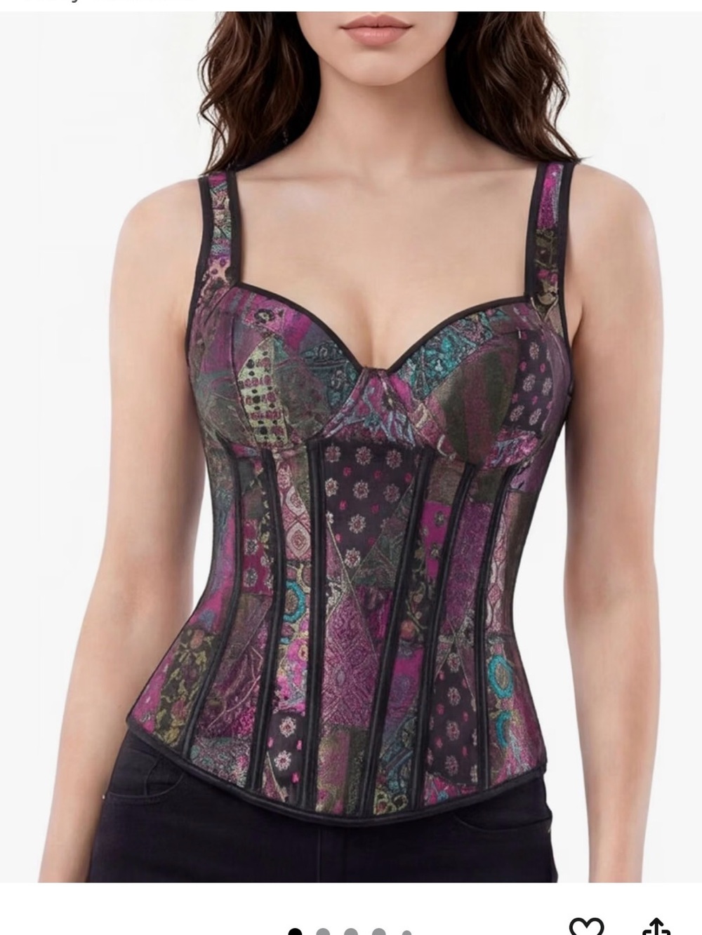 Floral Patchwork Underbust Corset Top - Purple